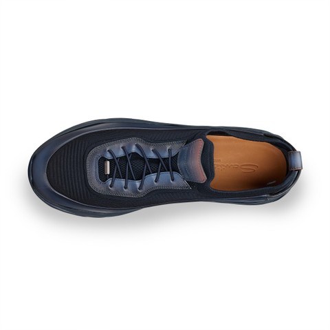 Men's blue leather sneaker - Santoni - 4