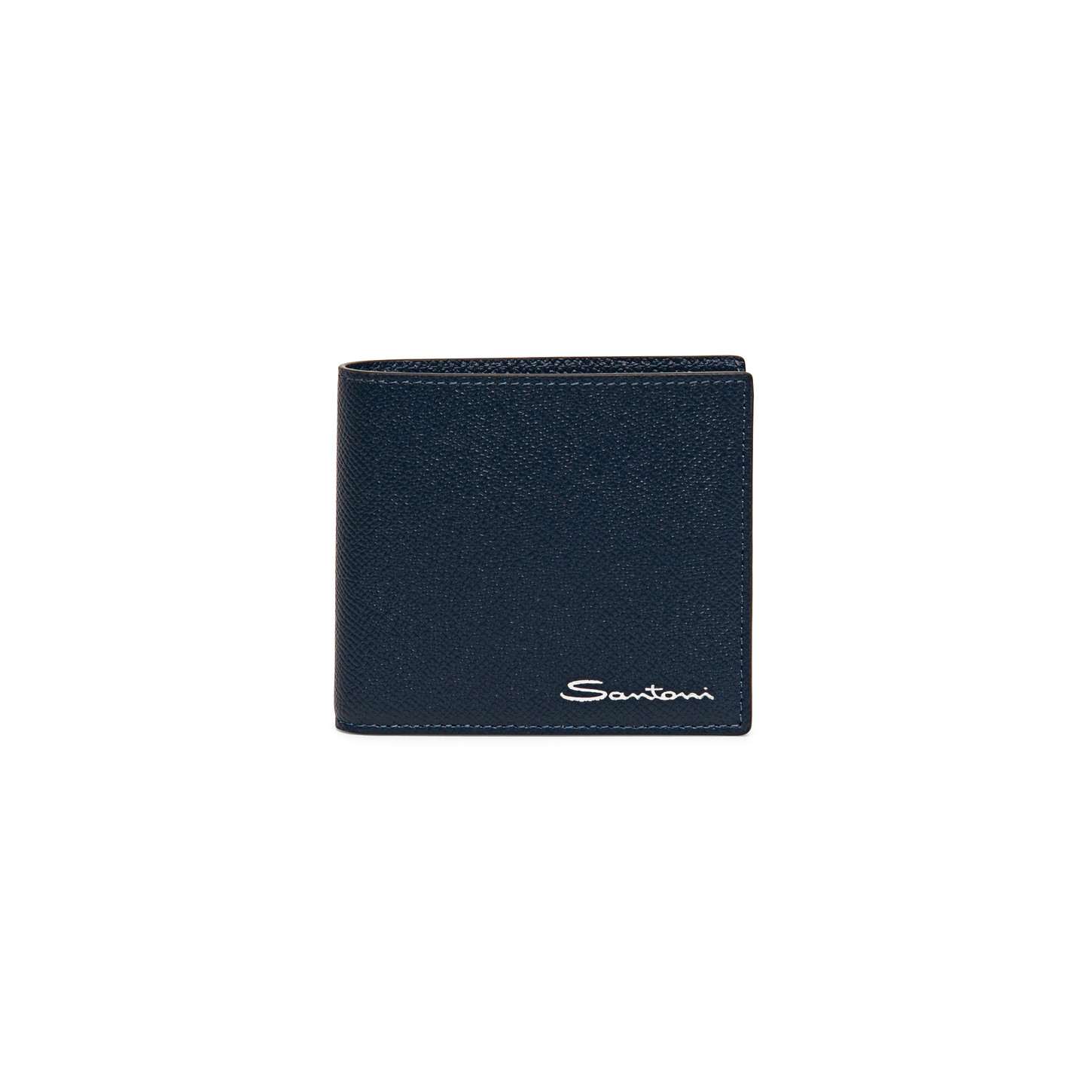 Santoni Portafoglio con porta monete in saffiano blu