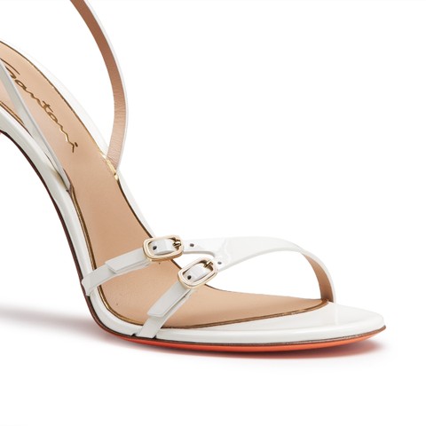 Women's white leather high-heel sandal - Santoni - 6