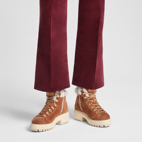 Women's brown suede hiking boot - Santoni - 2