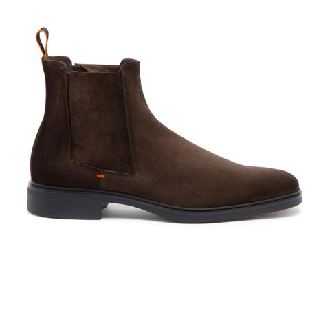 Men's dark brown suede Chelsea boot - Santoni - 1
