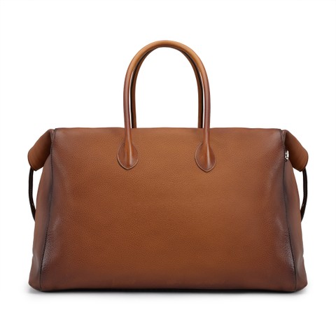 حقيبة للعطلات الأسبوعية من الجلد بلون بني - Santoni - 4