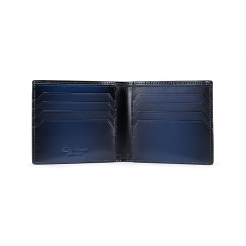 Portefeuille en cuir bleu - Santoni - 2
