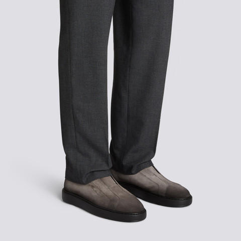 Men's grey suede slip-on sneaker - Santoni - 2