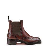 Women's dark brown leather brogue Chelsea boot - Santoni - 1