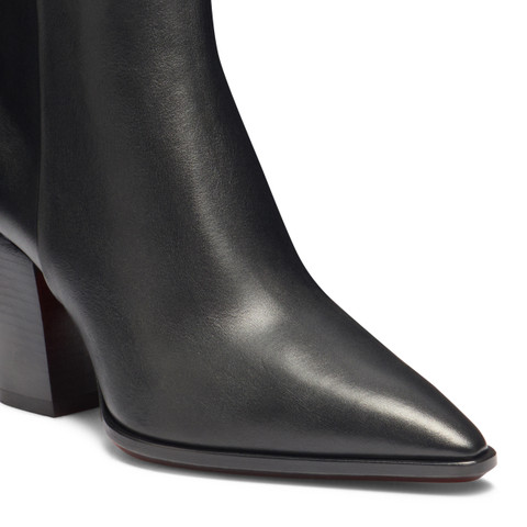 Women's black leather texan ankle boot - Santoni - 6