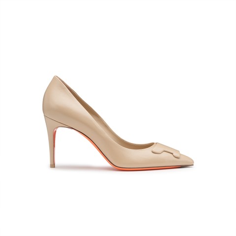 Women's beige leather high-heel Santoni Sibille pump - Santoni - 1