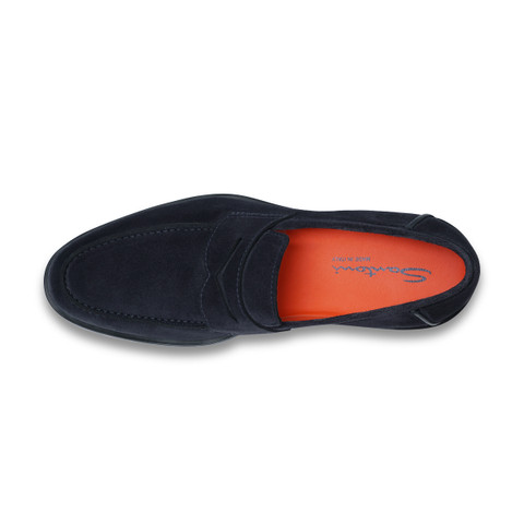 Men’s blue suede penny loafer - Santoni - 4
