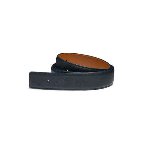 Blue tumbled leather belt strap - Santoni - 1