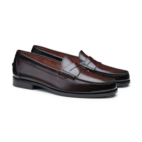 Dunkelbraune Penny Loafer f&uuml;r Herren aus Leder - Santoni - 2