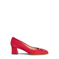Women's red suede mid-heel pump - Santoni - 1