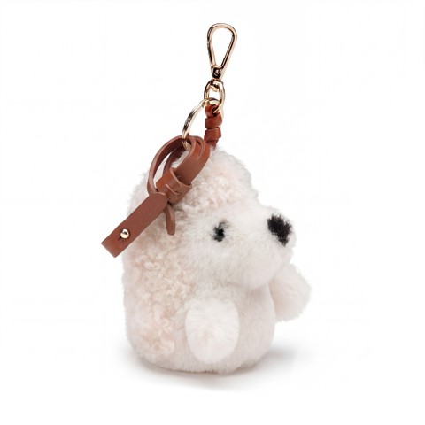 Beige fur and brown leather Hedgehog charm - Santoni - 4