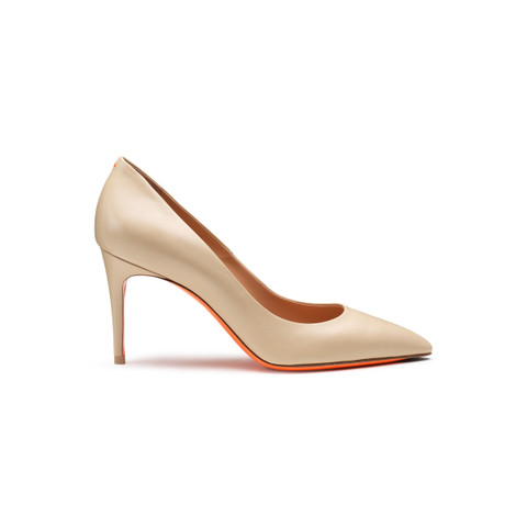 Women's beige leather high-heel pump - Santoni - 1