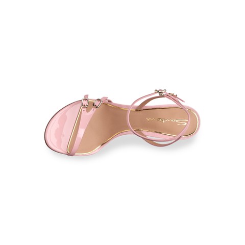 Women's pink patent leather high-heel sandal - Santoni - 5