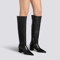 Women's black leather mid-heel boot - Santoni - 2