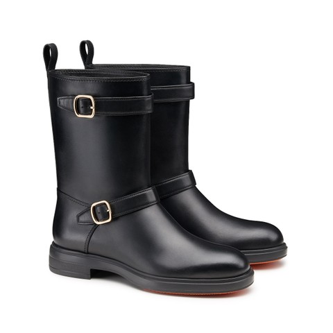 Women's black leather ankle boot - Santoni - 2
