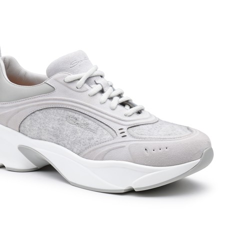 Women's grey suede sneaker - Santoni - 5