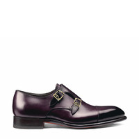 Men's purple leather double-buckle shoe - Santoni - 1