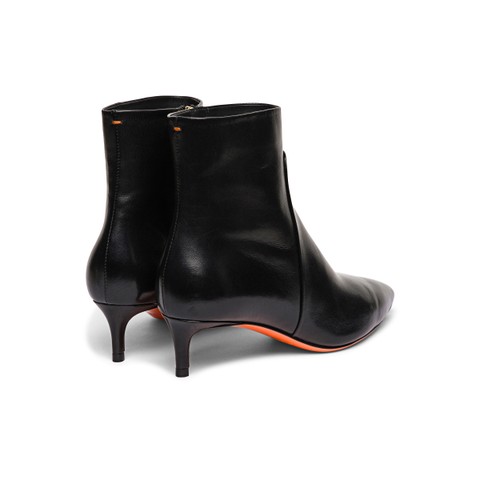 Women's black leather low-heel ankle boot - Santoni - 5
