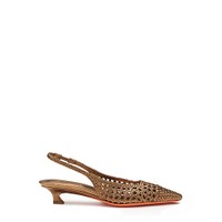 Women's gold woven leather low-heel slingback - Santoni - 1