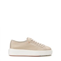 Women's beige tumbled leather sneaker - Santoni - 1