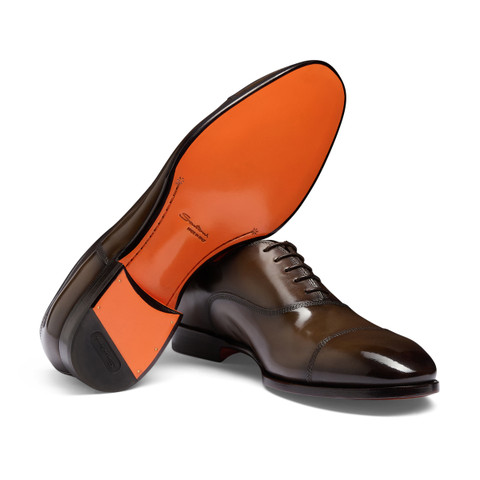 Men's dark brown leather Oxford shoe - Santoni - 4