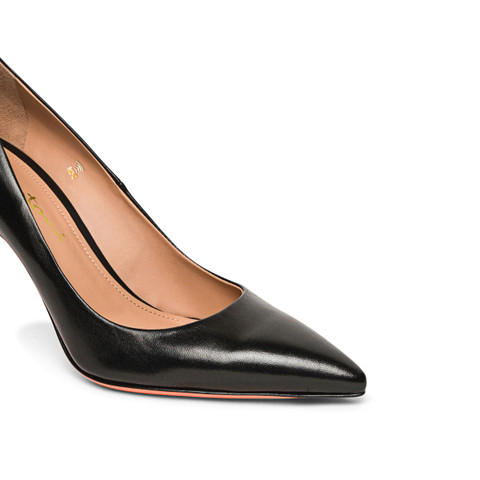 Women's black leather high-heel pump - Santoni - 5