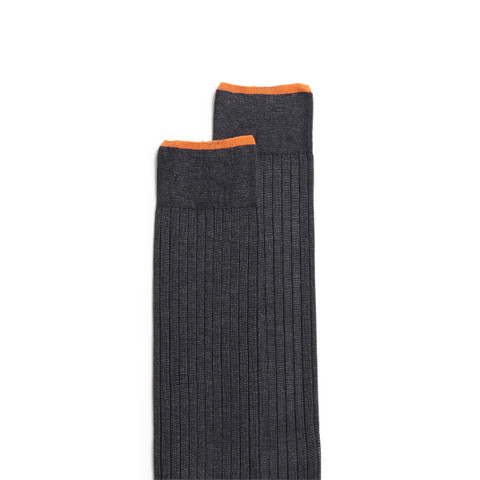 Grey Filo di Scozia mercerised cotton crew socks - Santoni - 3