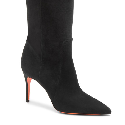 Women's black suede high-heel boot - Santoni - 5