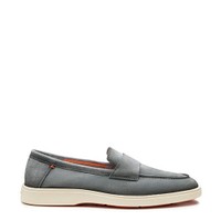 Men's green suede penny loafer - Santoni - 1