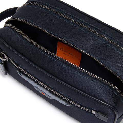 Blue leather and nylon beauty case - Santoni - 5
