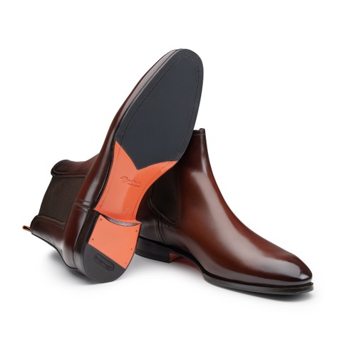 Men's dark brown leather Chelsea boot - Santoni - 3