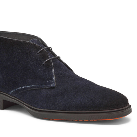 Men's blue suede Easy desert boot - Santoni - 5