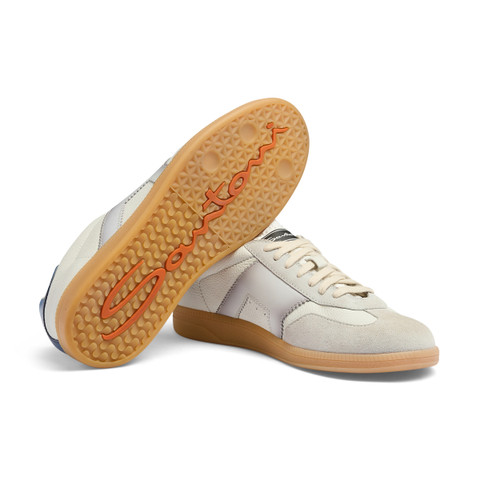 Sneaker DBS Oly da uomo in pelle e suede bianco, grigio e blu - Santoni - 4