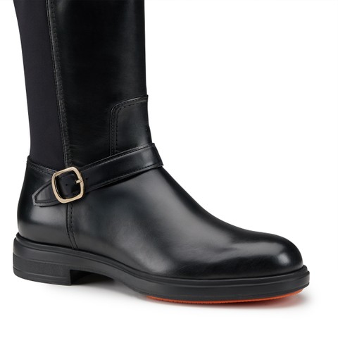 Women's black leather Easy boot - Santoni - 6