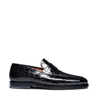 Men's black alligator leather penny loafer - Santoni - 1