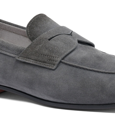 Men's grey suede Carlo loafer - Santoni - 6