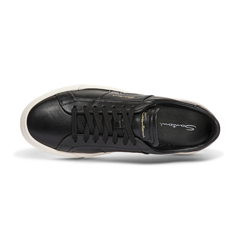 Men's black leather Double Buckle Sneaker - Santoni - 4