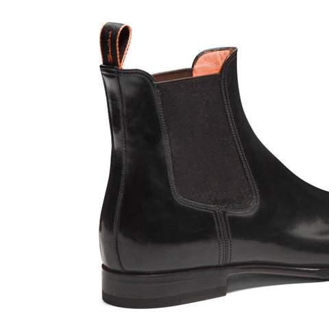 Men&rsquo;s black leather Chelsea boot - Santoni - 6