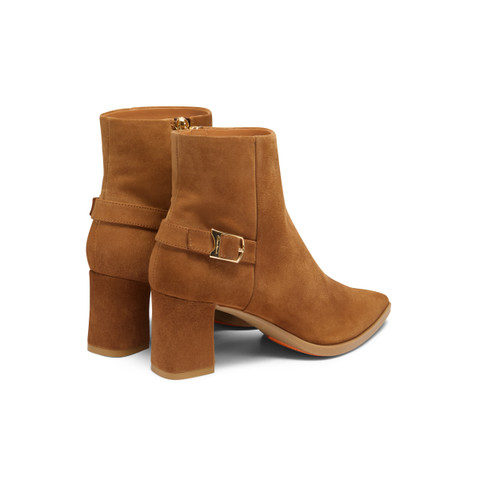 Women's light brown suede mid-heel ankle boot - Santoni - 4