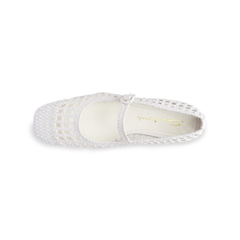 Women's white woven leather ballet flat - Santoni - 4