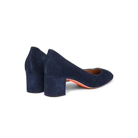 Women's blue suede mid-heel pump - Santoni - 4