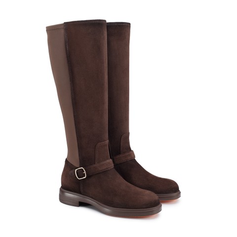 Women's dark brown suede boot - Santoni - 4