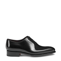 Men's polished black leather Oxford shoe - Santoni - 1