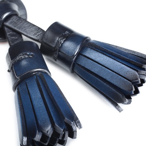 شرابات Santoni Icona Velatura من الجلد باللون الأزرق - Santoni - 2