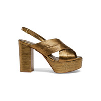 Women's gold leather high-heel sandal - Santoni - 2