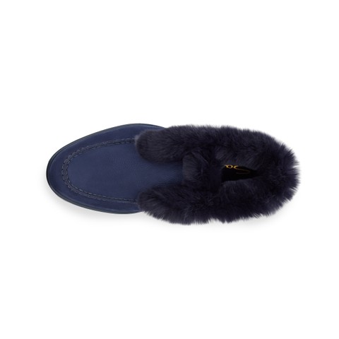 Women's blue nubuck desert boot with fur - Santoni - 4