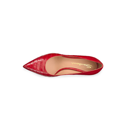 Women's red crocodile leather high-heel pump - Santoni - 4