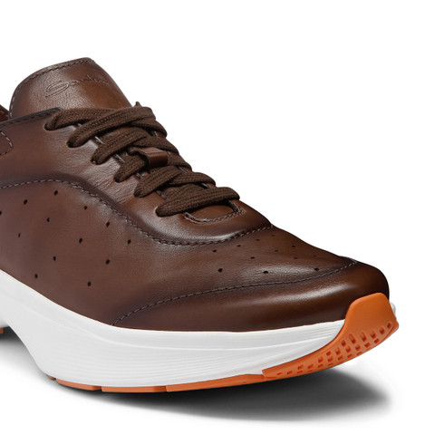 Men's light brown leather Easy Bounce sneaker - Santoni - 6