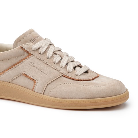 Women's dove grey suede sneaker - Santoni - 5
